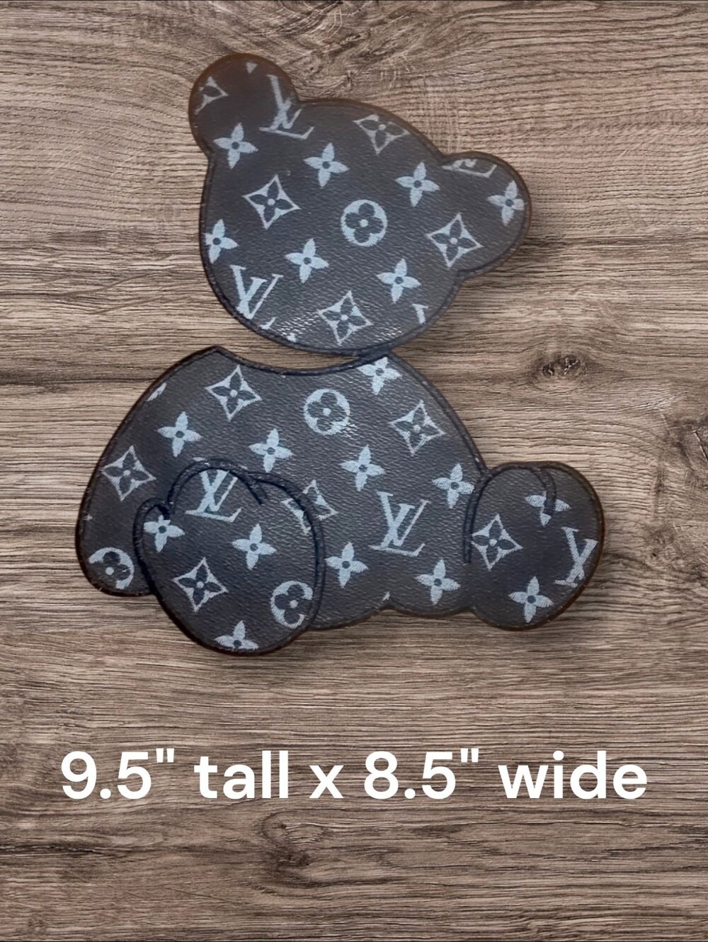 Large Lux Fashion Black Leather Bear Applique Patch 9.5" x 8.5"